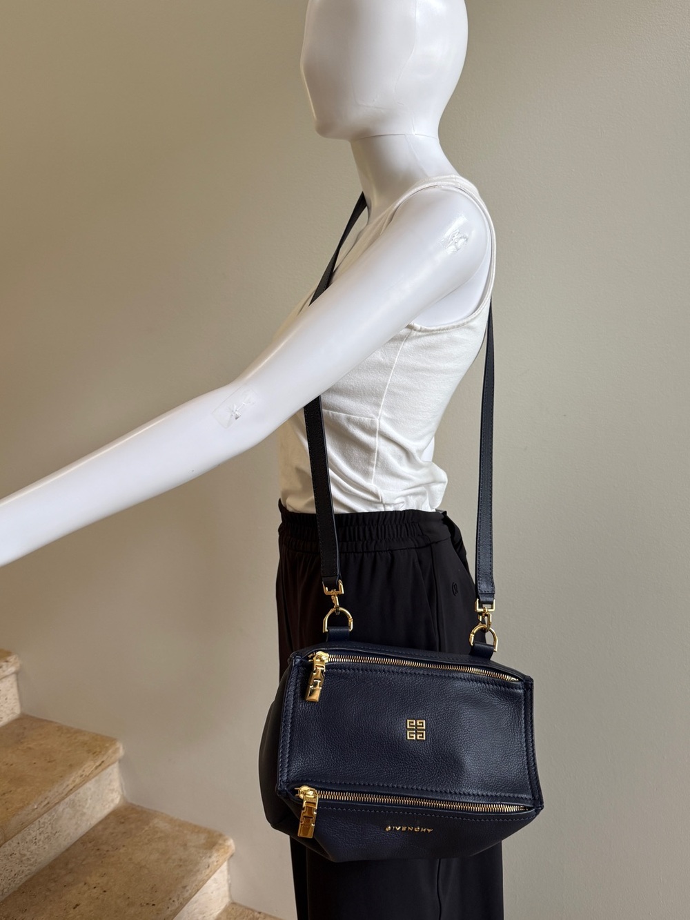 GIVENCHY Sugar Goatskin Mini Pandora Crossbody Bag Handbag, Navy Blue - Picture 12 of 12